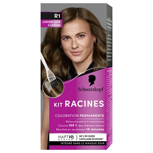 Schwarzkopf Kit Racines Coloration Permanente Châtain Clair à Châtain R1