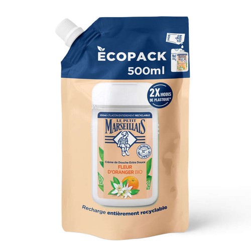 Le Petit Marseillais Recharge Bio Ecopack Fleur d'oranger 500ml