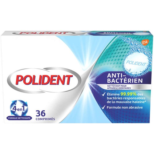Polident Nettoyant Dentaire Anti-Bactérien x36