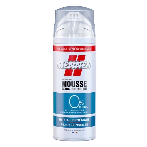 Mennen Mousse à raser Extra Protection 0% Alcool Hypoallergénique 250ml