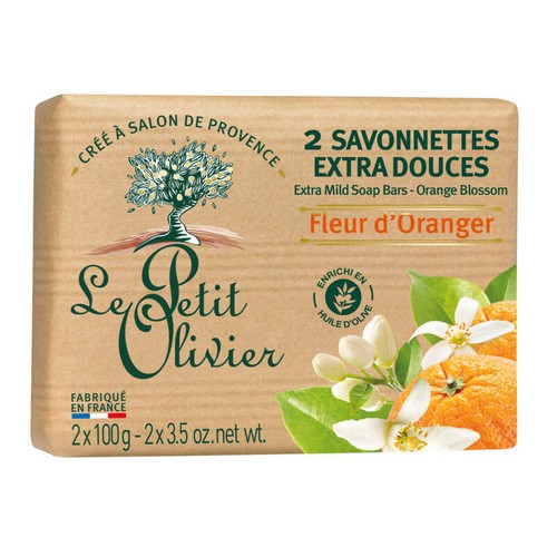 Le Petit Olivier 2 Savonnettes Extra Douces Fleur d'oranger - 2x100g