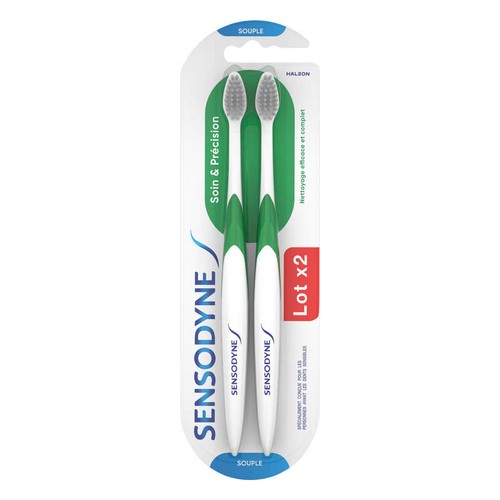 Sensodyne Brosse à dents Soin & Précision Souple x2