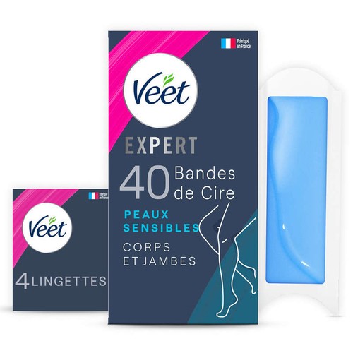 Veet Expert Bandes de Cire Froide Corps Peaux sensibles x40