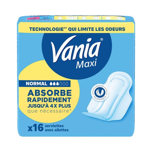 Vania Serviettes Hygiéniques Maxi Confort, normal+ x16
