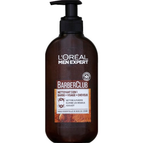 L'Oréal Paris Men Expert Nettoyant 3en1 Barbe, Visage, Cheveux Barber Club 200ml