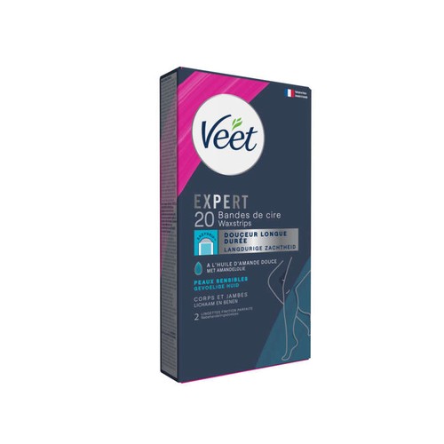 Veet Expert Bandes de Cire Froide Corps Peaux Sensibles x20