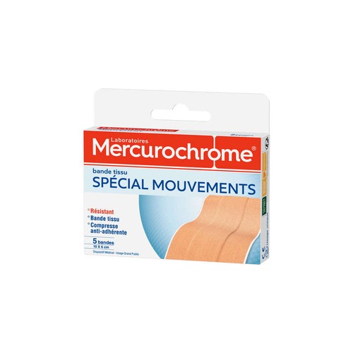 Mercurochrome Bande Tissu Spécial Mouvements 10x6cm x5