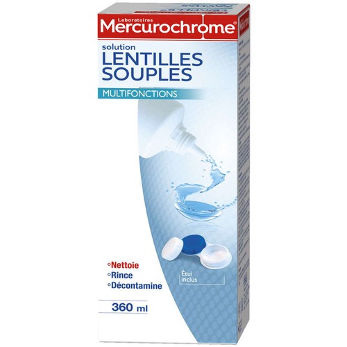Mercurochrome Solution Multifonction Lentilles Étui Inclu 360ml
