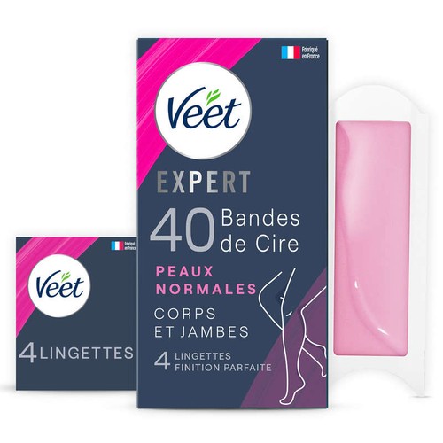 Veet Expert Bandes de Cire Froide Corps Peaux normales x40