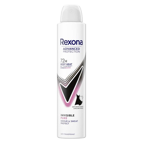 Rexona Déodorant Femme Spray Anti-Transpirant 72H Invisible Pure 200ml