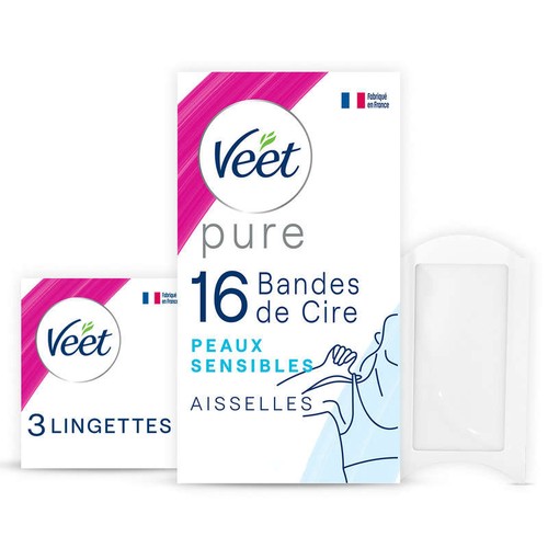 Veet Pure Bandes de Cire Froide Aisselles x16