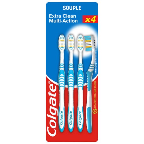 Colgate Brosses à dents extra clean multi-action souple x4