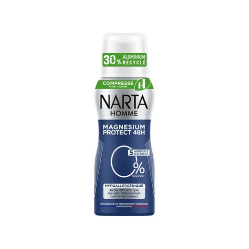 Narta  Déodorant Homme Compressé Magnésium Protect 48H 0% Alcool 100ml