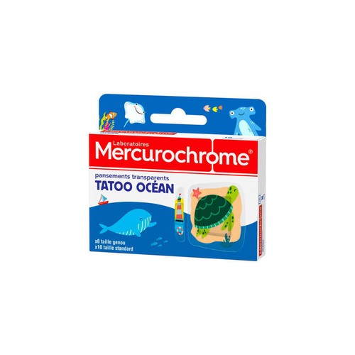 Mercurochrome Pansements Transparents Tatoo Océan x18