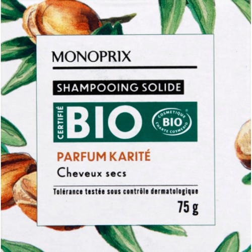 Monoprix Bio Shampooing solide parfum karité 75g
