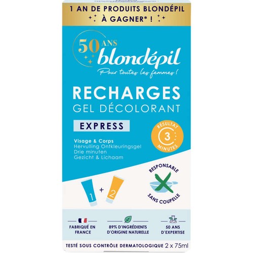 Blondépil Recharges Gel Décolorant Express Visage & Corps 2x75ml
