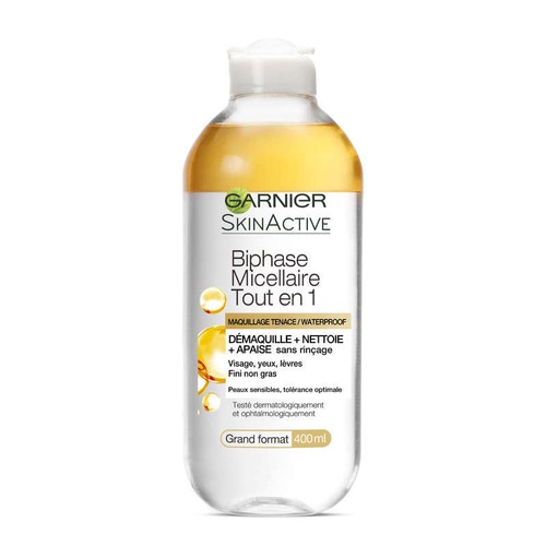 Garnier SkinActive Lotion Micellaire Biphase Tout-en-1 Waterproof 400ml