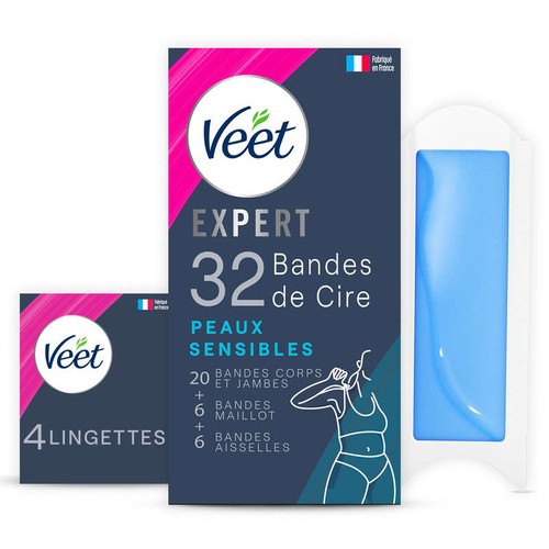 Veet Expert Coffret Bande de Cire Froide Peaux Sensibles x32