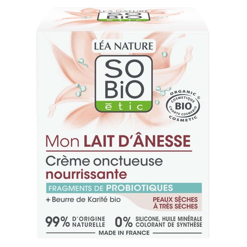 SO'BIO Crème Onctueuse nourrissante au lait d'ânesse 50ml