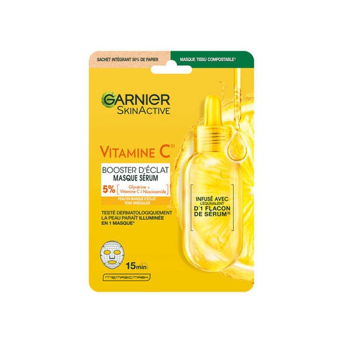 Garnier SkinActive Masque Tissu Vitamine C Hydratant Booster d'Eclat x1