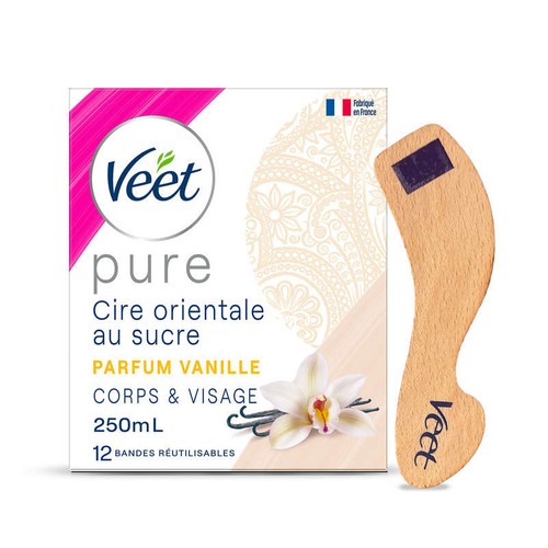 Veet Pure Cire Chaude au Sucre Vanille 99% naturelle 250ml