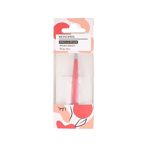 Monoprix Accessoires Pince À Épiler Mors Droit Étui Rose x1