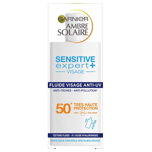 Garnier Ambre Solaire Fluide Visage Anti-UV Anti Tâche Et Pollution SPF50+ 40ml