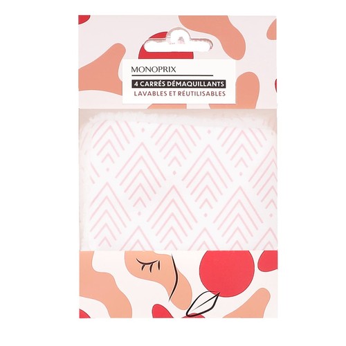 Monoprix Carrés démaquillants lavables réutilisables x4