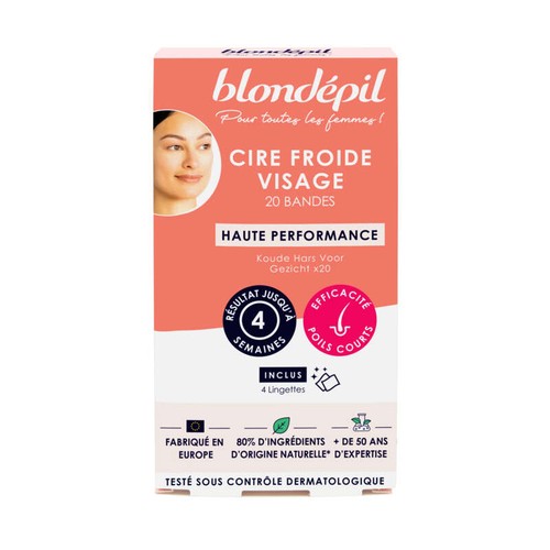 Blondépil Cire froide haute performance visage x20 bandes