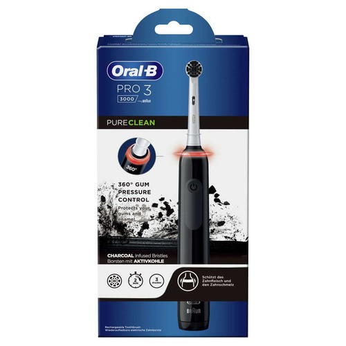 Oral-B Power Brosse à Dents Electrique Pro3 Pureclean Charbon