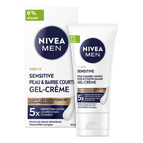 Nivea Gel-Crème visage & Barbe Courte Homme Peau Sensible Camomille 50ml