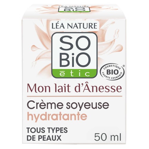 SO'BIO Étic Crème Soyeuse Hydratante Lait d'Anesse 50ml