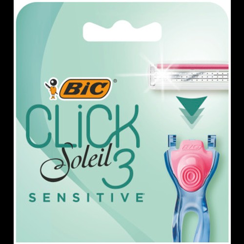 Bic Click 3 Soleil Sensitive Recharges Rasoir Rechargeables pour Femme (3 Lames Mobiles) - Boîte de 4