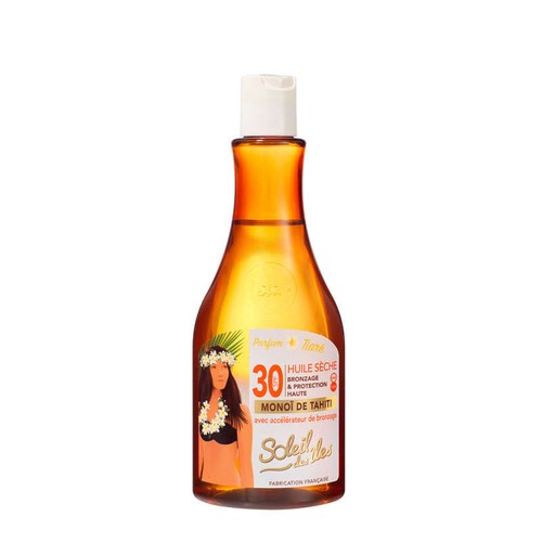 Soleil des Iles Huile Sèche Monoï de Tahiti Bronzage & Protection Haute 150ml