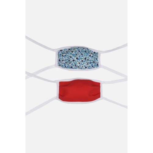 Cat 1 - Berthille Masques en Tissu Lavables Enfants Liberty Rouge et Bleu Set x2