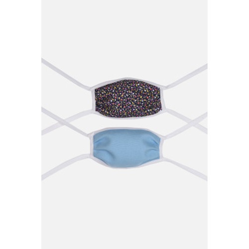 Cat 1 - Berthille Lot de 2 masques en tissu lavables adultes liberty ciel