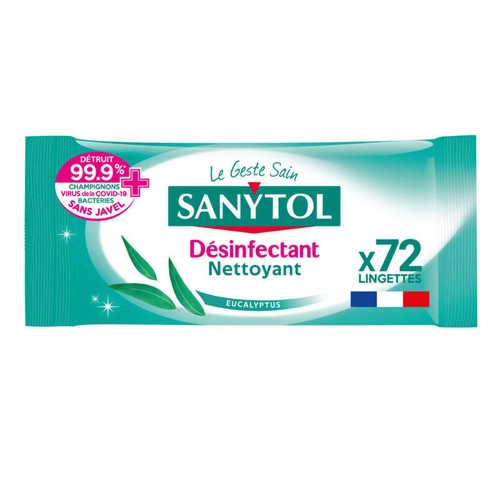 Sanytol Lingettes Désinfectantes Multi-Usages Eucalyptus x72