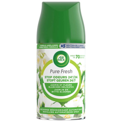 Air Wick Recharge Pure Fresh Stop Odeur 24/24h Jasmin & Fleurs Blanches Délicates 250ml