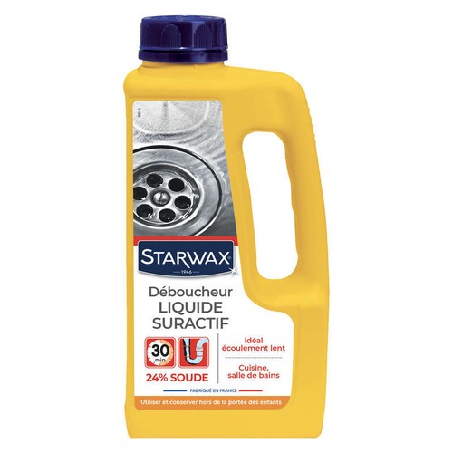 Starwax Déboucheur Liquide À La Soude Pour Cuisine Et Salle De Bain 1L
