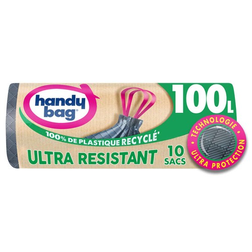 Handy Bag Sacs Poubelle à poignées ultra résistant 10x100L