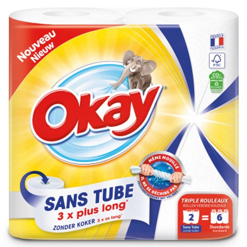 Okay Essuie-Tout Sans Tube Blanc x2