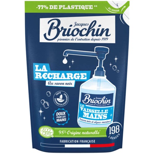 Briochin Recharge Liquide Vaisselle Mains au Savon Noir 500ml