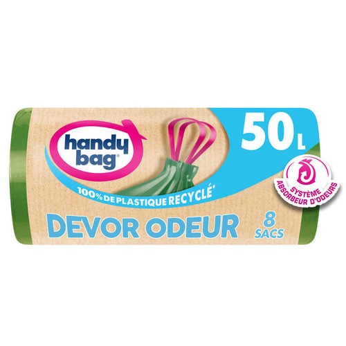 Handy Bag Sacs Poubelle À Poignées Coulissantes Devor Odeur 8x50L