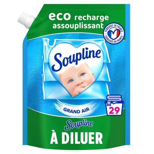 Soupline Berlingot Format Eco-Recharge Adoucissant à diluer Parfum Grand Air 600ml - 29 Lavages