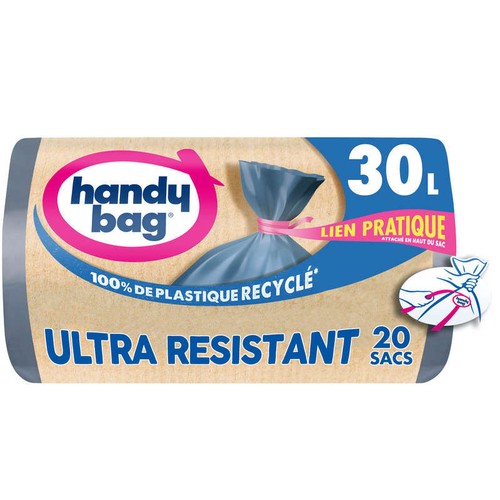 Handy Bag Sacs Poubelle À Lien Pratique Ultra Résistant 20x30L