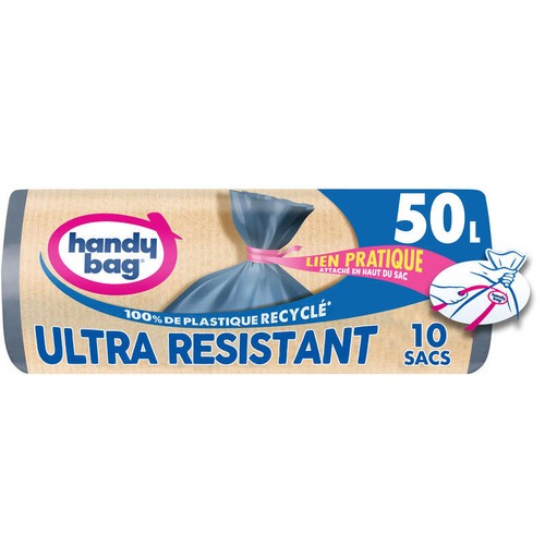 Handy Bag Sacs Poubelle Liens Pratiques Ultra Résistant 10x50L