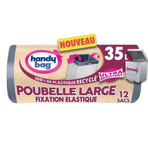 Handy Bag Sacs poubelle 100% plastique recyclé, 12x35L