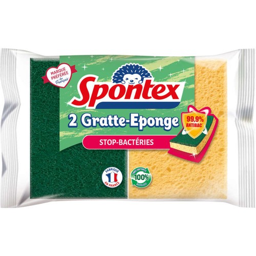 Spontex Gratte éponge anti bactérienne le sachet de 2