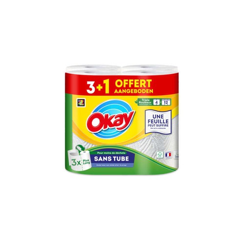 Essuie-Tout Okay Sans Tube X4 (3+1)