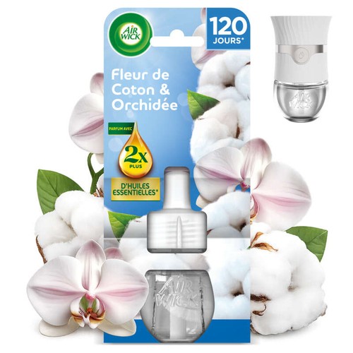 Air Wick Recharge Electrique Parfum au Huiles Essentielles Fleur de Coton 19ml